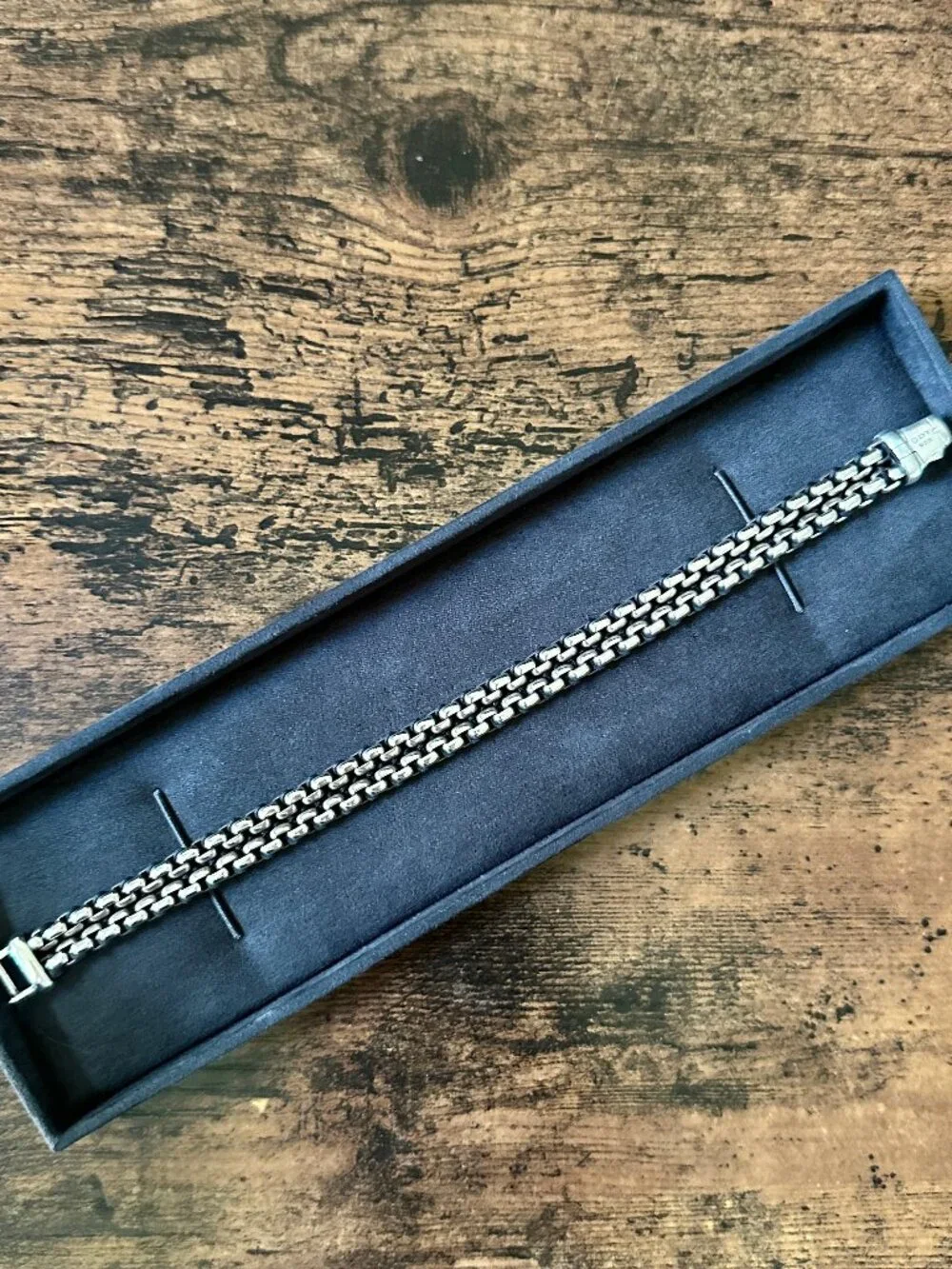 David Yurman Woven Box Chain Bracelet w/ Black Nylon - 8mm - 8.25